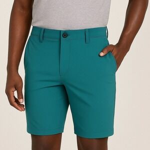 Kenneth Cole Golf Shorts Teal Nylon Stretch Wicking 9" Inseam Size 32 Core Summe